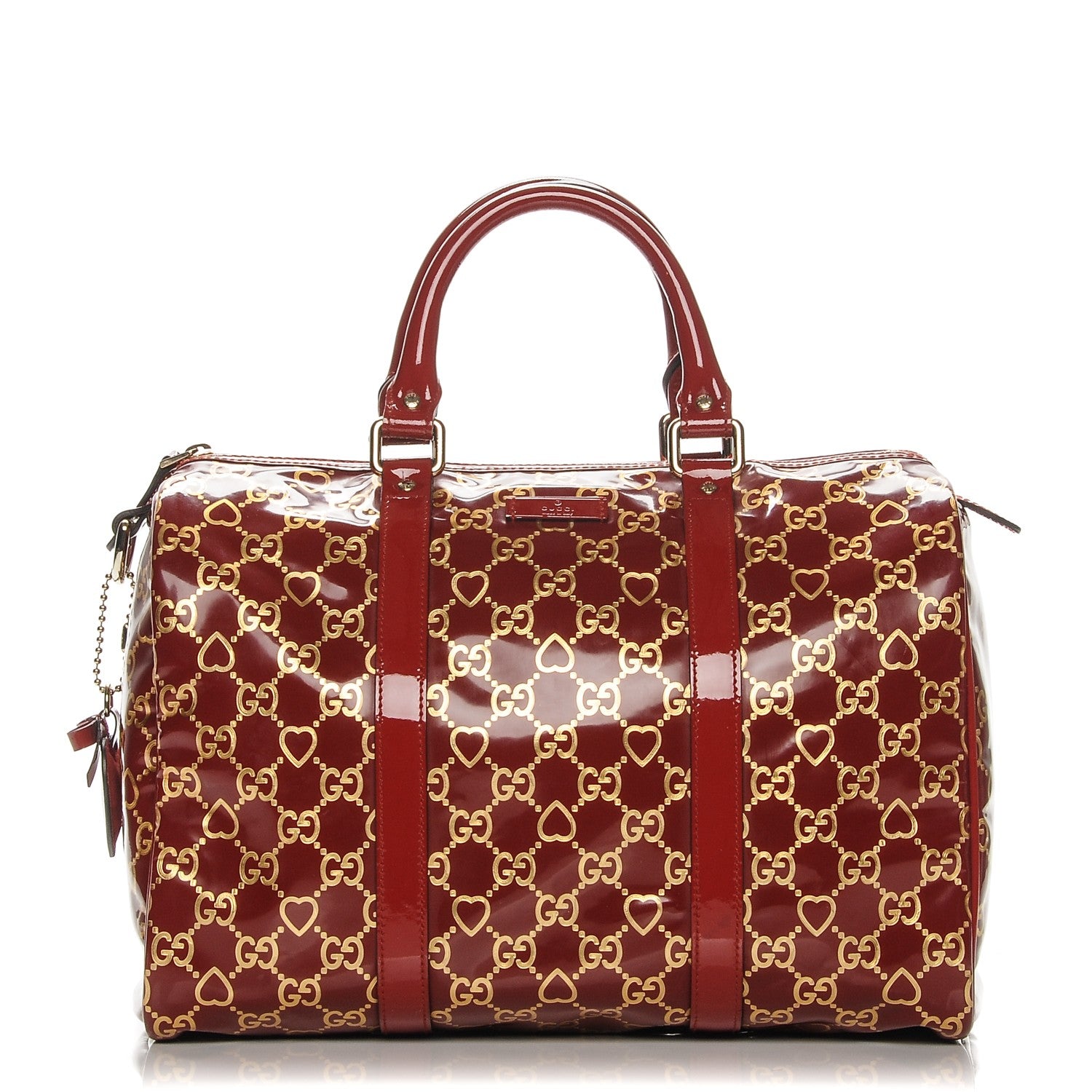 Gucci Patent GG Valentine Medium Joy Boston Red Gold 1 of 7