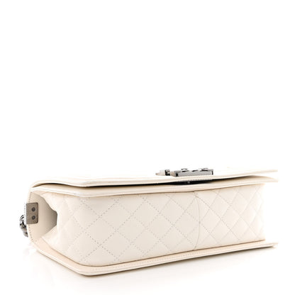 Chanel Lambskin Quilted Chevron Medium Boy Flap White 4 of 11