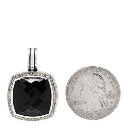 David Yurman Sterling Silver Diamond Black Onyx 16mm Albion Enhancer Pendant 2 of 4