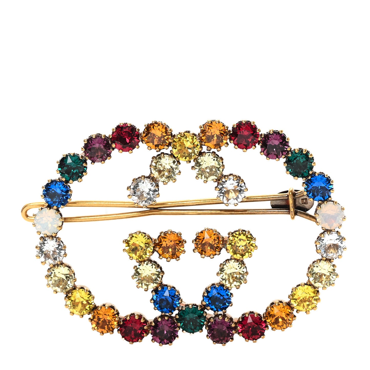 Crystal Interlocking G Hair Clip Multicolor