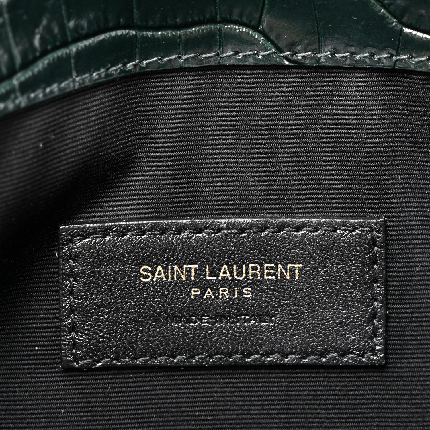 Saint Laurent Calfskin Crocodile Embossed Uptown Monogram Pouch Mint 6 of 7