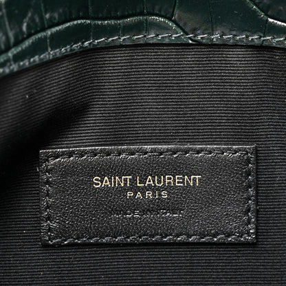 Saint Laurent Calfskin Crocodile Embossed Uptown Monogram Pouch Mint 6 of 7