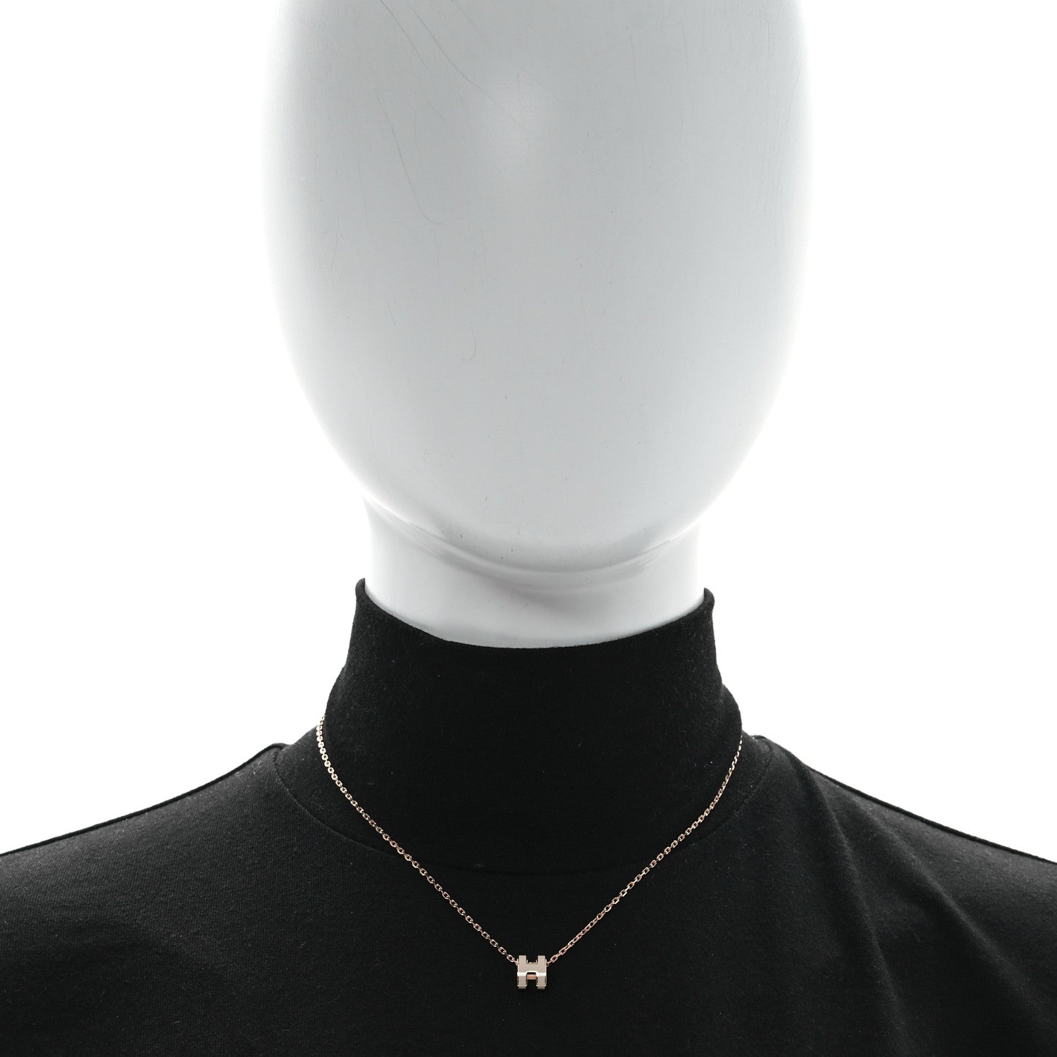 Hermes Lacquered Rose Gold Mini Pop H Pendant Necklace Marron Glace 2 of 6