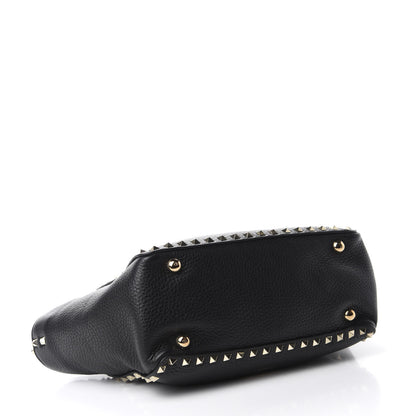 Valentino Garavani Grained Calfskin Small Rockstud Tote Black 5 of 10