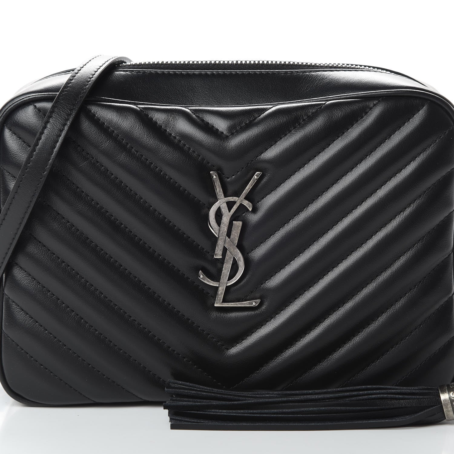Saint Laurent Calfskin Matelasse Monogram Lou Camera Bag Black 8 of 10