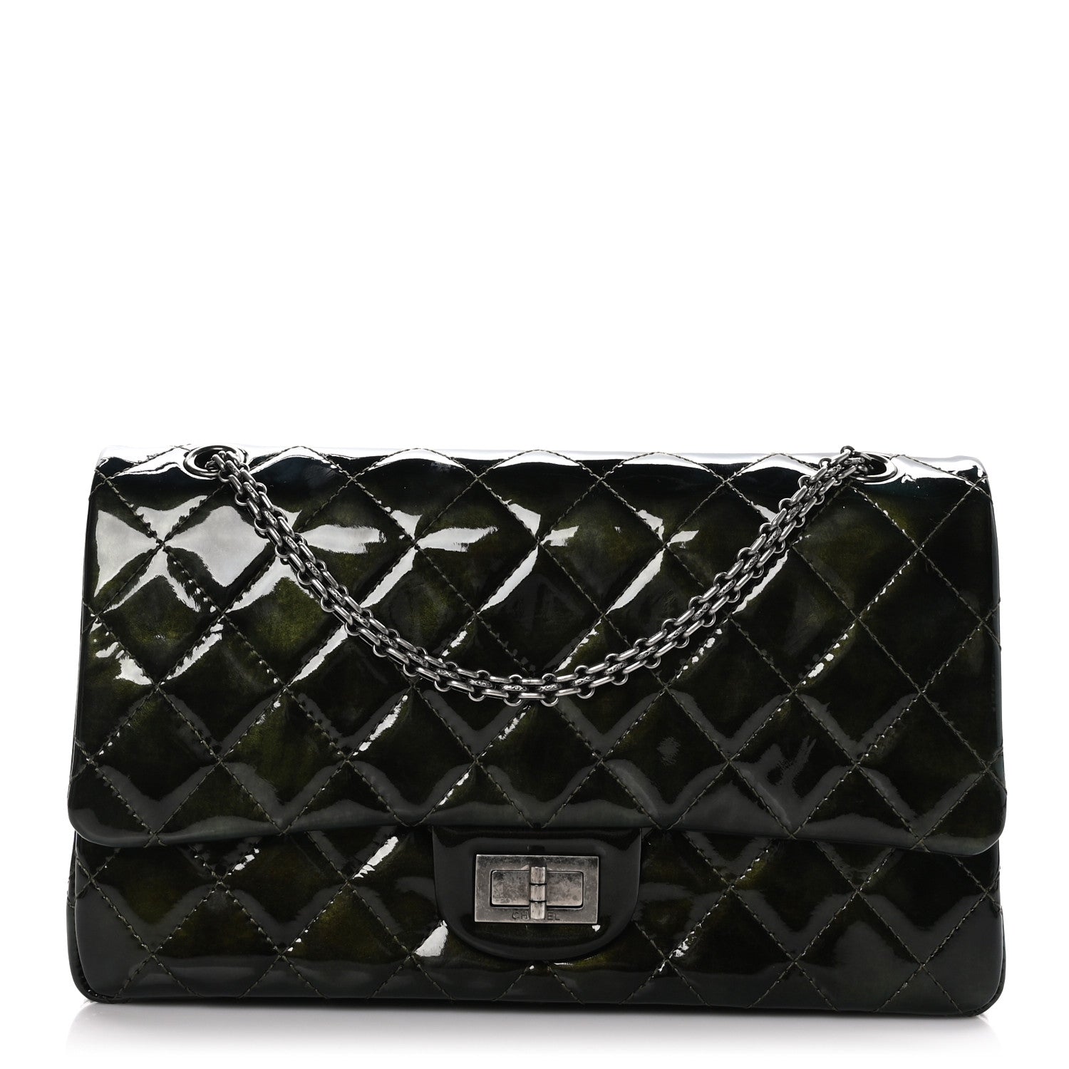 Chanel Patent Quilted 2.55 Reissue 227 Flap Dark Green 1 of 10