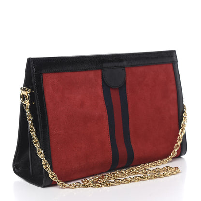 Gucci Suede Patent Web Medium Ophidia Chain Shoulder Bag Hibiscus Red Black 2 of 9