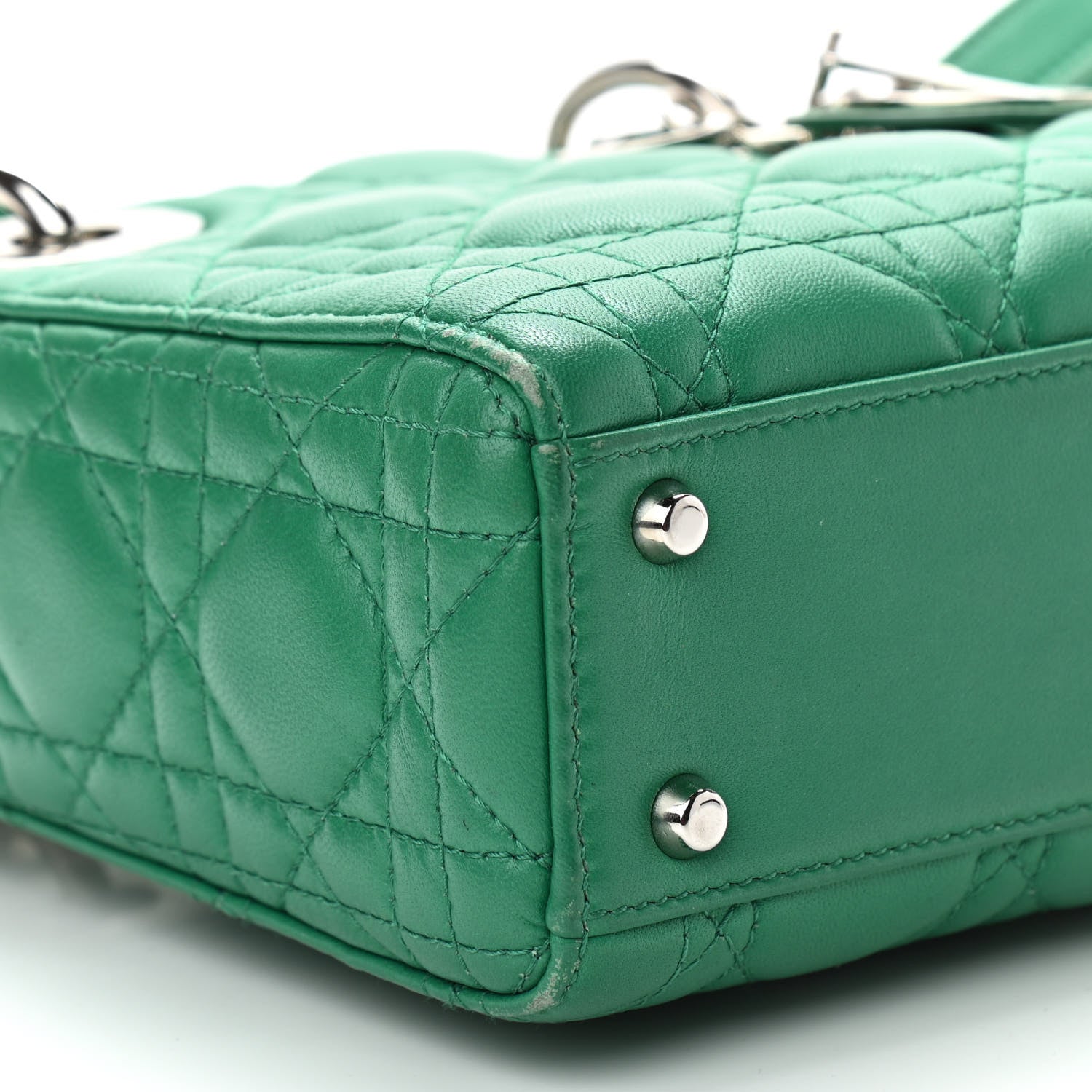 Christian Dior Lambskin Cannage Mini Lady Dior Green 8 of 12