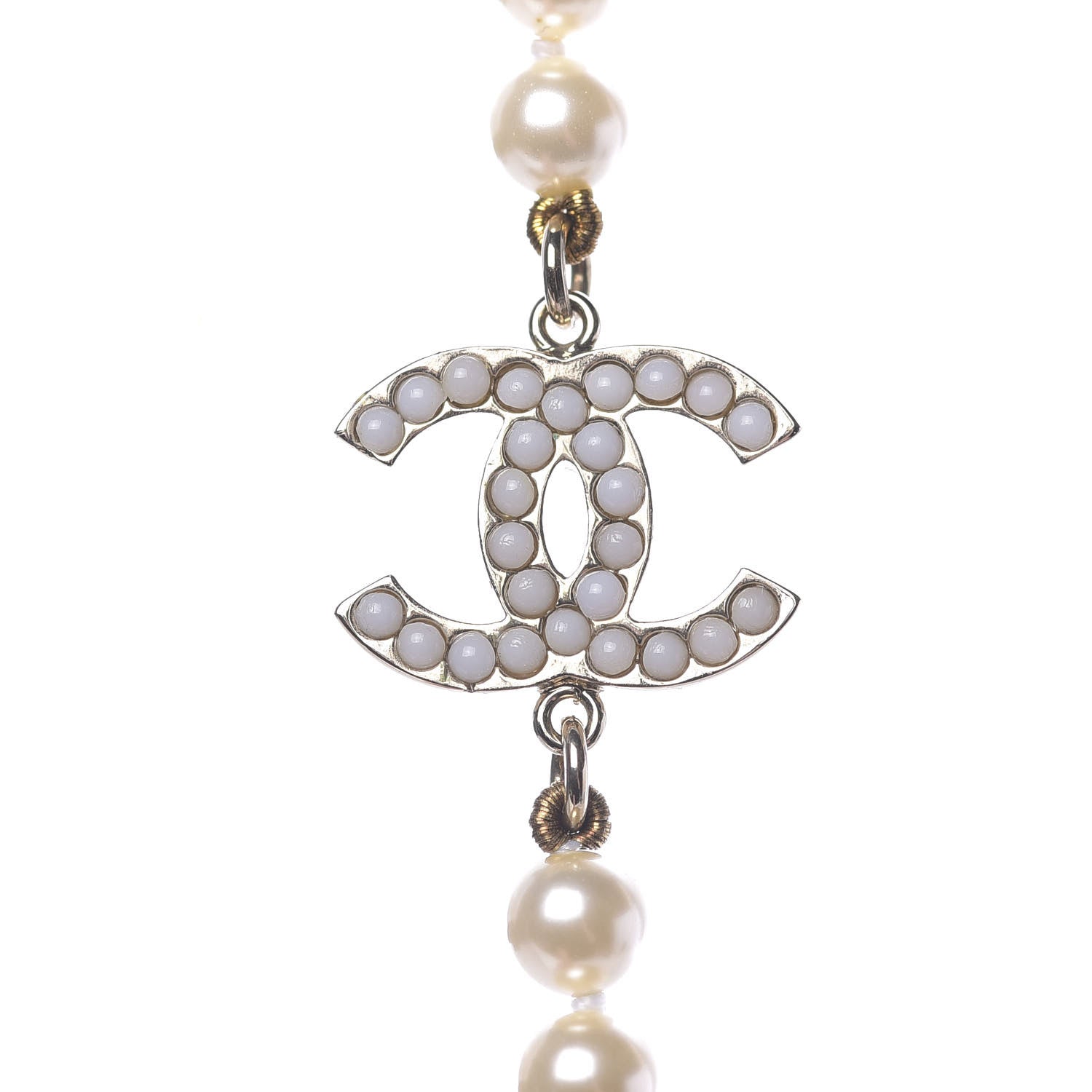 Chanel Graduated Pearl CC Long Necklace Silver 4 of 8