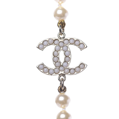Chanel Graduated Pearl CC Long Necklace Silver 4 of 8