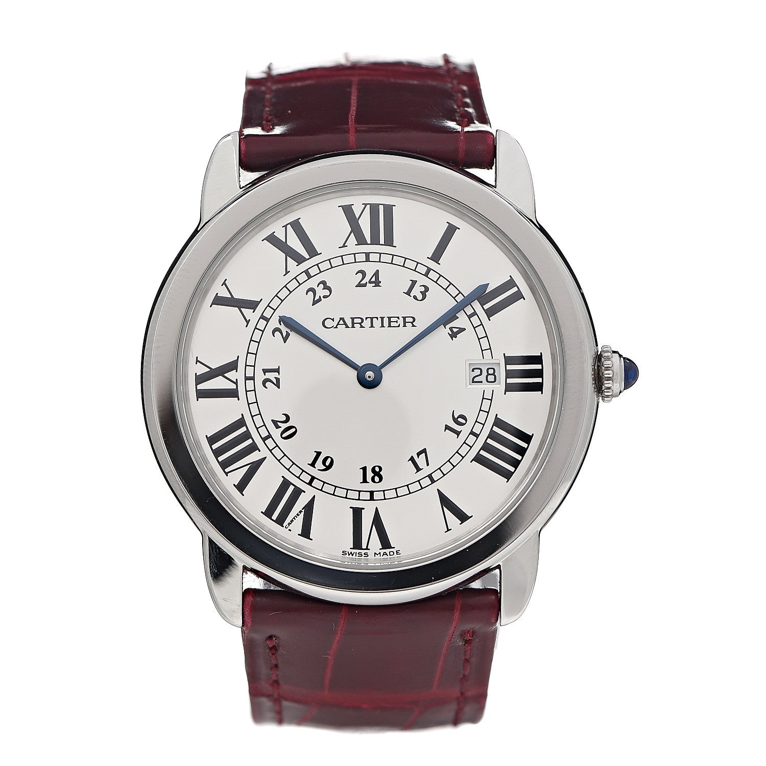 Cartier Stainless Steel Alligator 36mm Ronde Solo de Quartz Watch Red 1 of 7