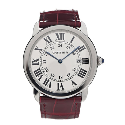 Cartier Stainless Steel Alligator 36mm Ronde Solo de Quartz Watch Red 1 of 7