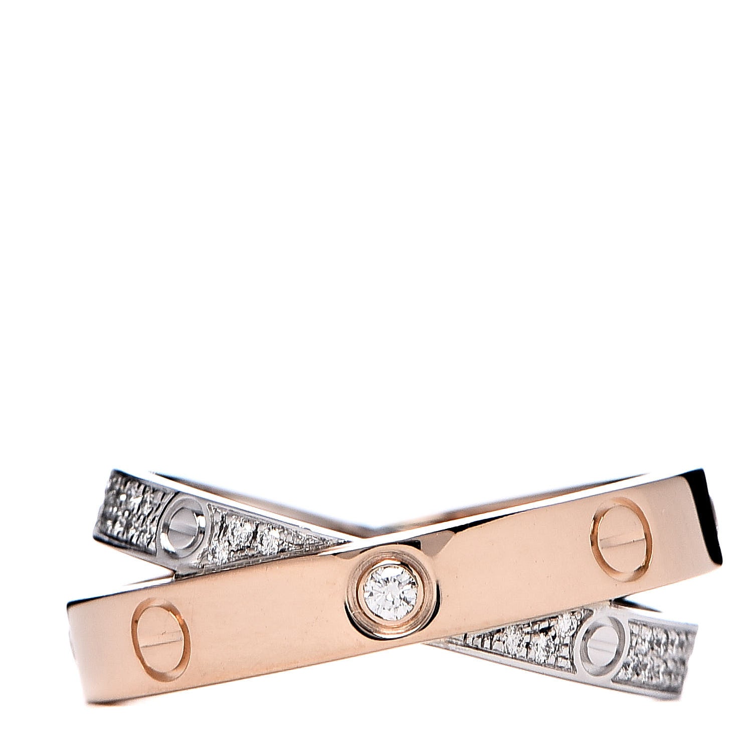 Cartier 18K Pink White Gold Diamond 2.6mm LOVE Paved Ring 51 5.75 3 of 5