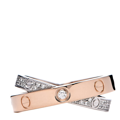 Cartier 18K Pink White Gold Diamond 2.6mm LOVE Paved Ring 51 5.75 3 of 5