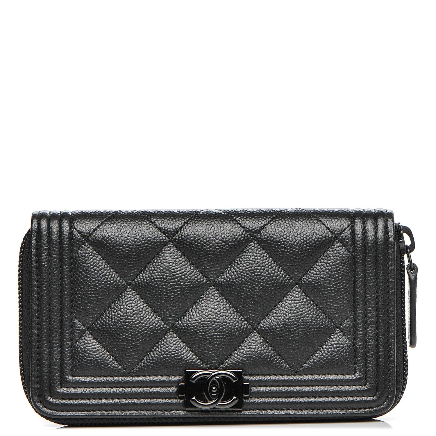 Chanel Caviar Quilted Boy Small Zip Around Wallet So Black 1 of 8