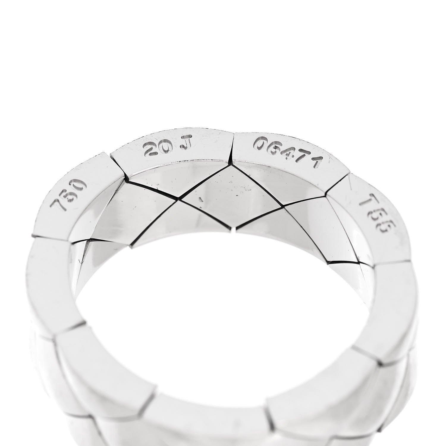 Chanel 18K White Gold Diamond Matelasse Ring 55 7.25 4 of 5