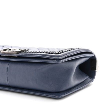 Chanel Calfskin Quilted Medium Top Handle Boy Flap Blue 10 of 10