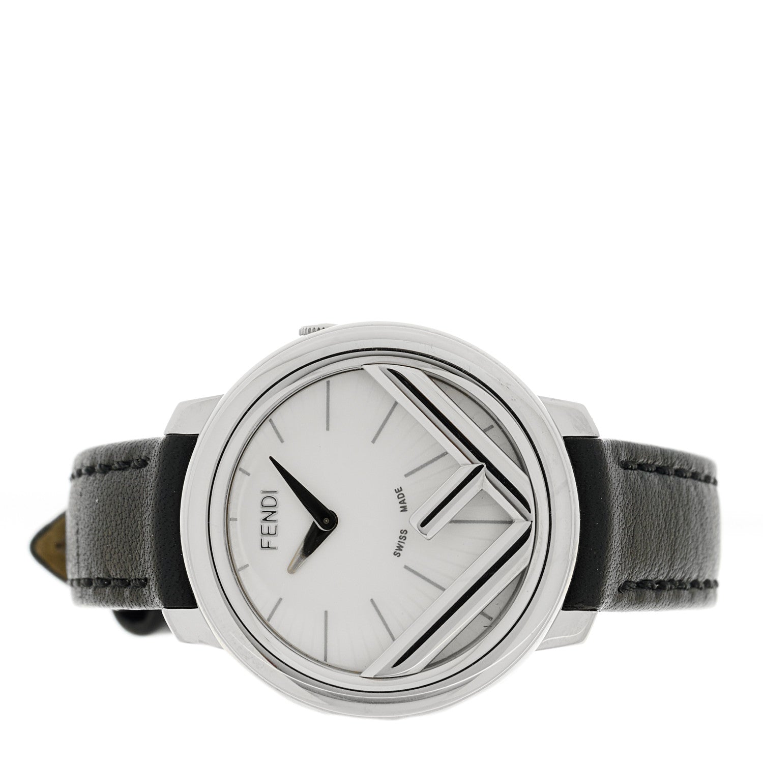 Fendi Stainless Steel Calfskin 28mm Run Away Quartz Watch Black 2 of 5