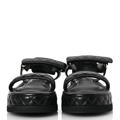 Chanel Lambskin Quilted Platform Sandals 40.5 Black 3 of 13