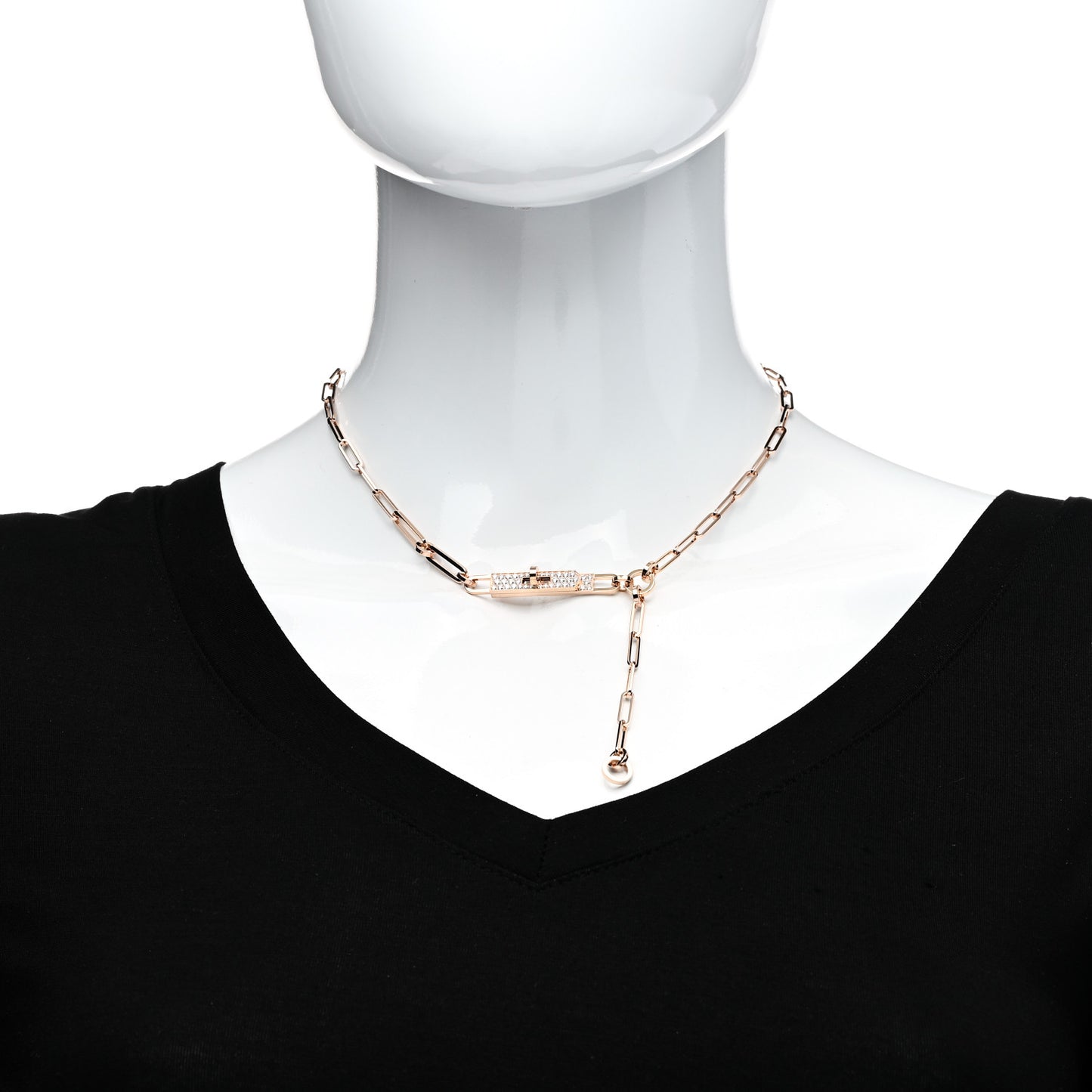 18K Rose Gold Diamond Pave PM Kelly Chaine Lariat Necklace ST