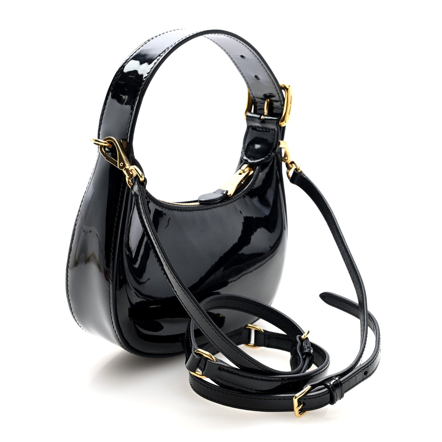 Miu Miu Patent Mini Hobo Black 3 of 9