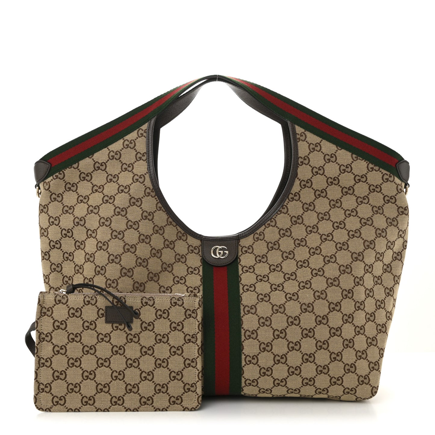 GG Monogram Web Large Giglio Tote Beige Brown