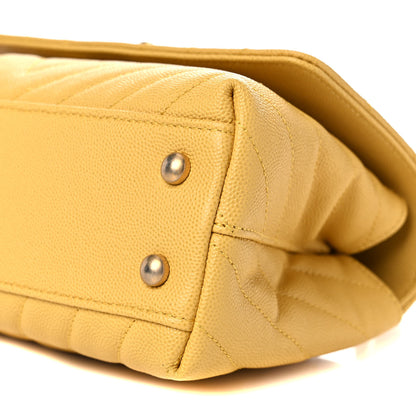Chanel Caviar Chevron Quilted Mini Coco Handle Flap Yellow 9 of 9