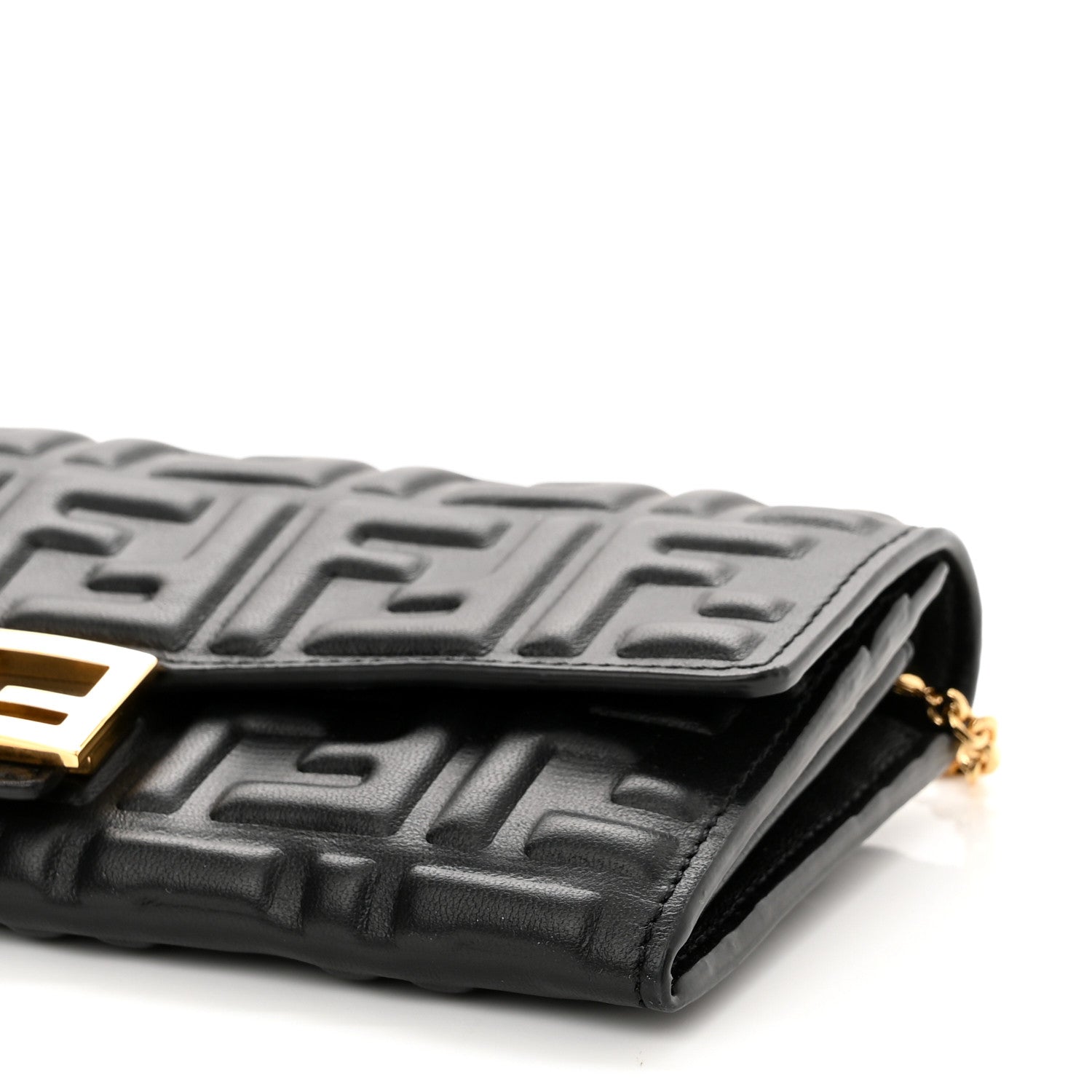 Fendi Nappa Matisse FF Embossed Continental Wallet On Chain Black 11 of 11