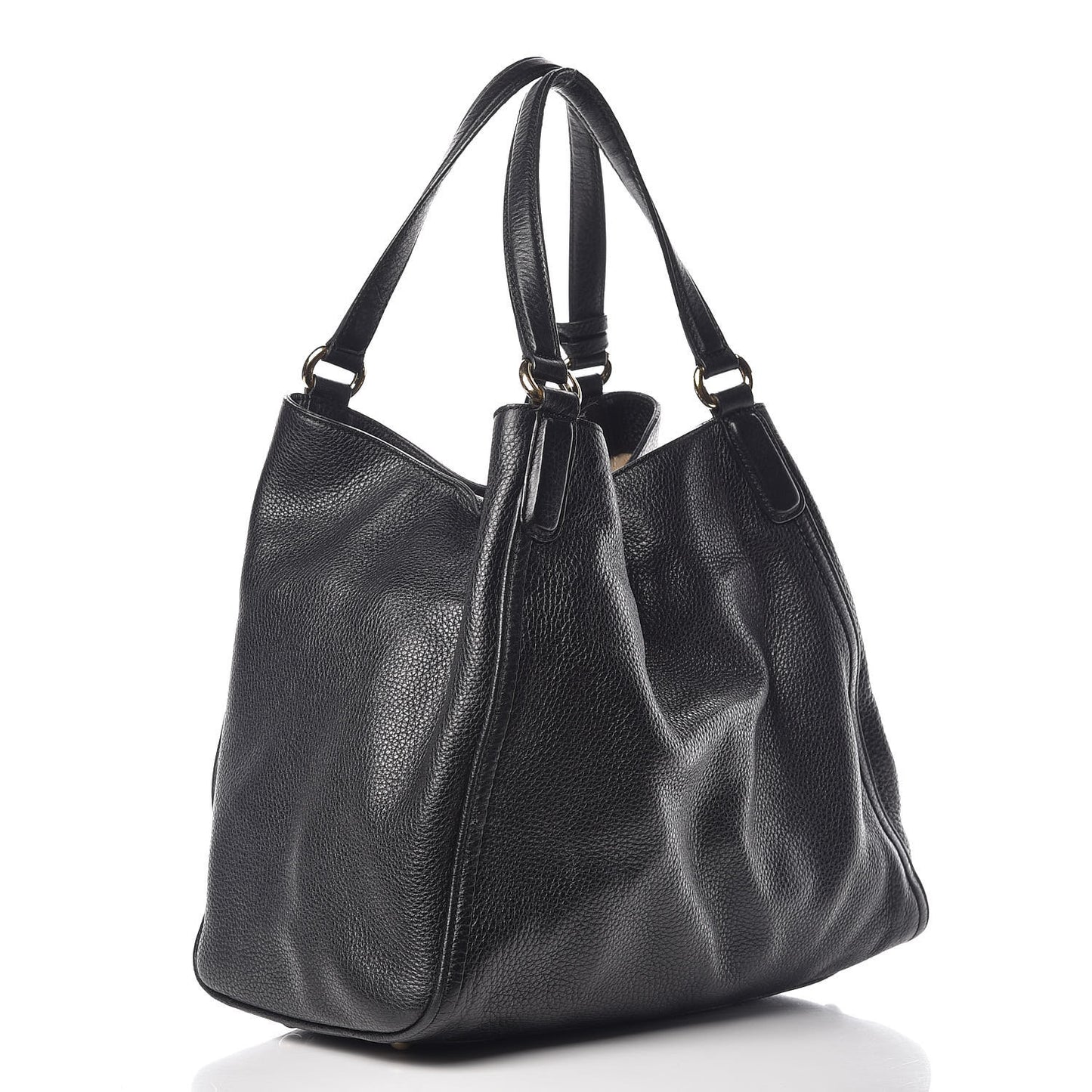 Pebbled Calfskin Medium Soho Shoulder Bag Black