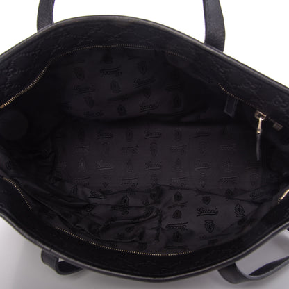 Gucci Guccissima Medium Zippered Shopping Tote Black 5 of 9