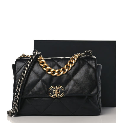 Chanel Goatskin Quilted Large Chanel 19 Flap Black 10 of 10