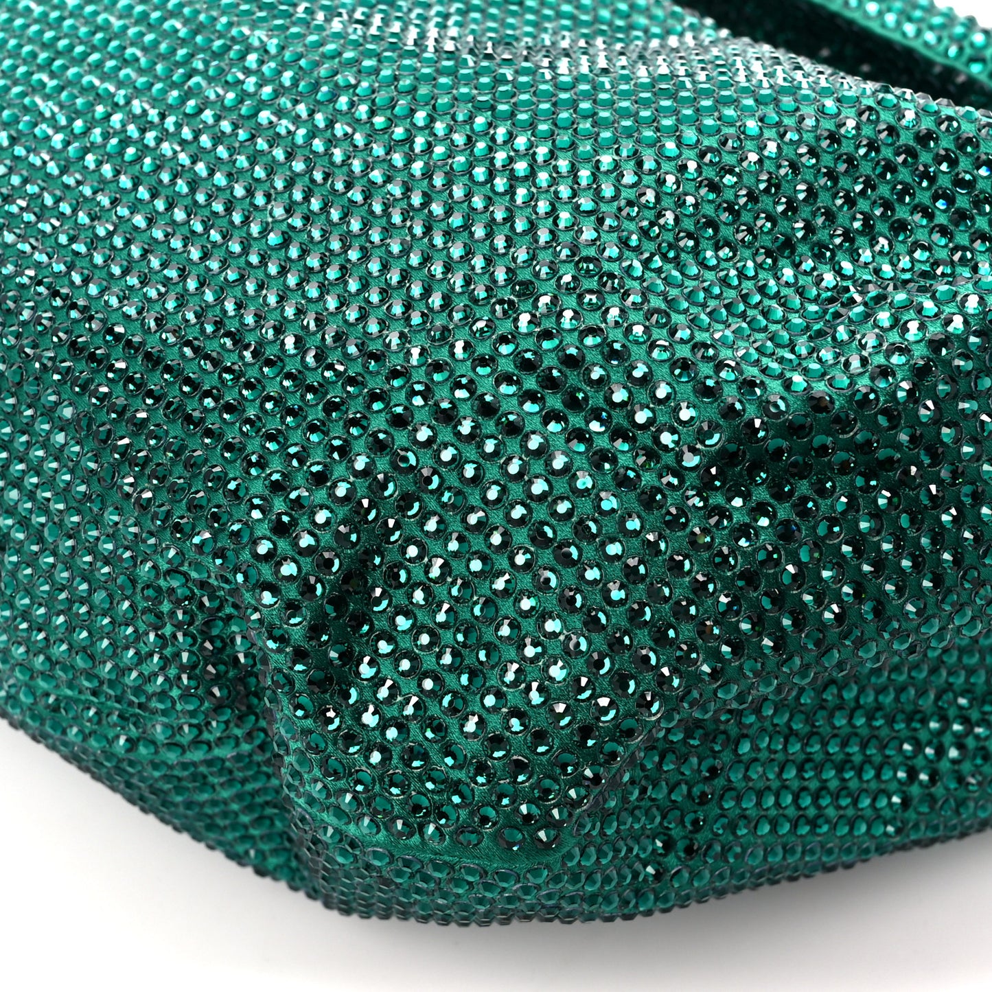 Crystal Embellished Satin Mini Hotfix Jodie Emerald