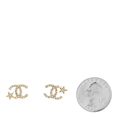 Chanel Crystal CC Starfall Earrings Gold 2 of 4