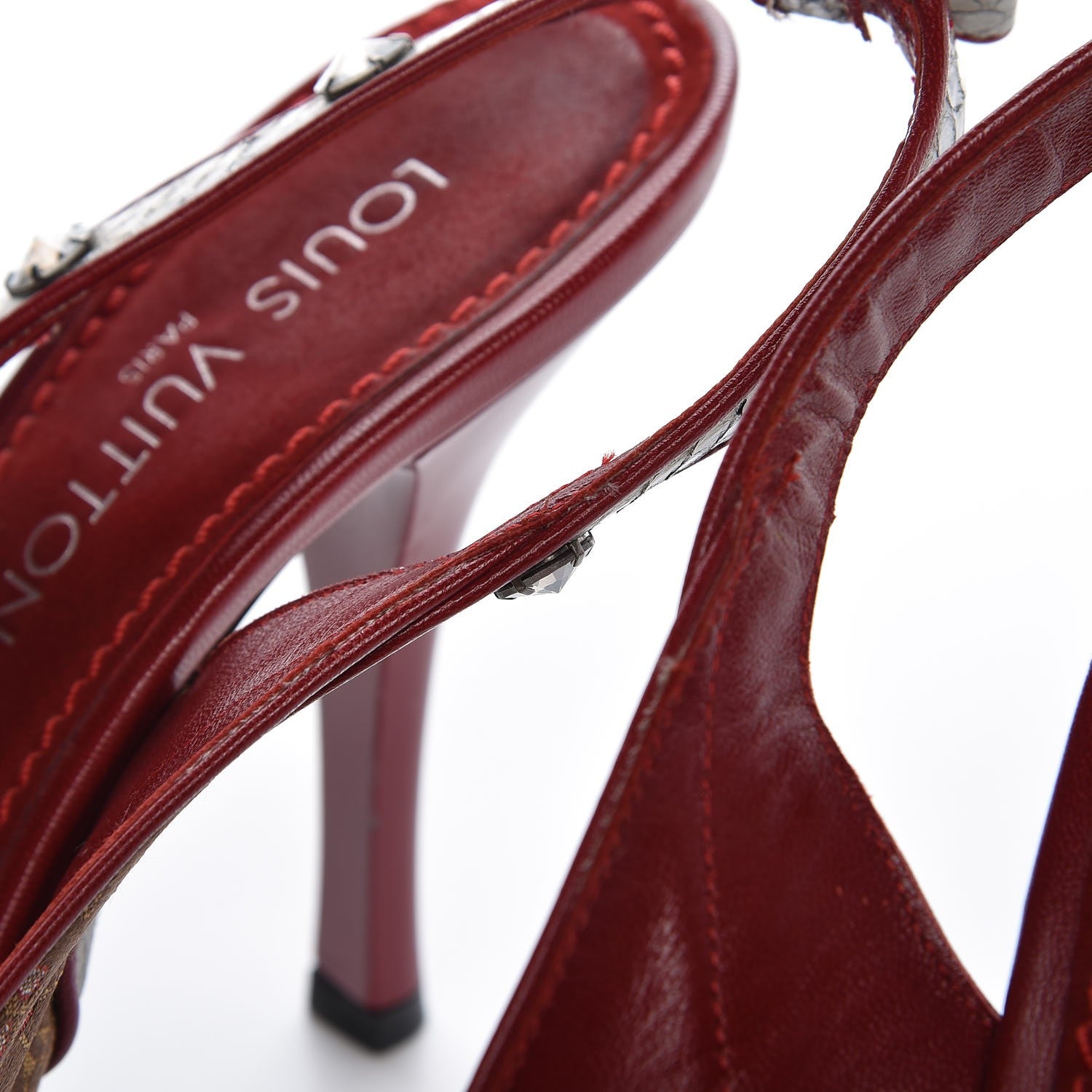Louis Vuitton Satin Monogram Cherry Blossom Slingback Pumps 40 Red 14 of 14