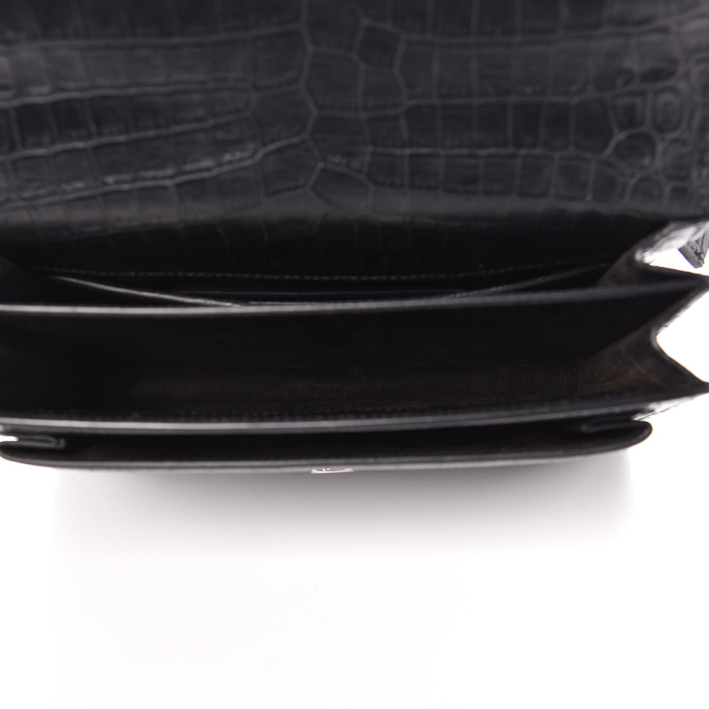 Calfskin Crocodile Embossed Medium Monogram Sunset Black