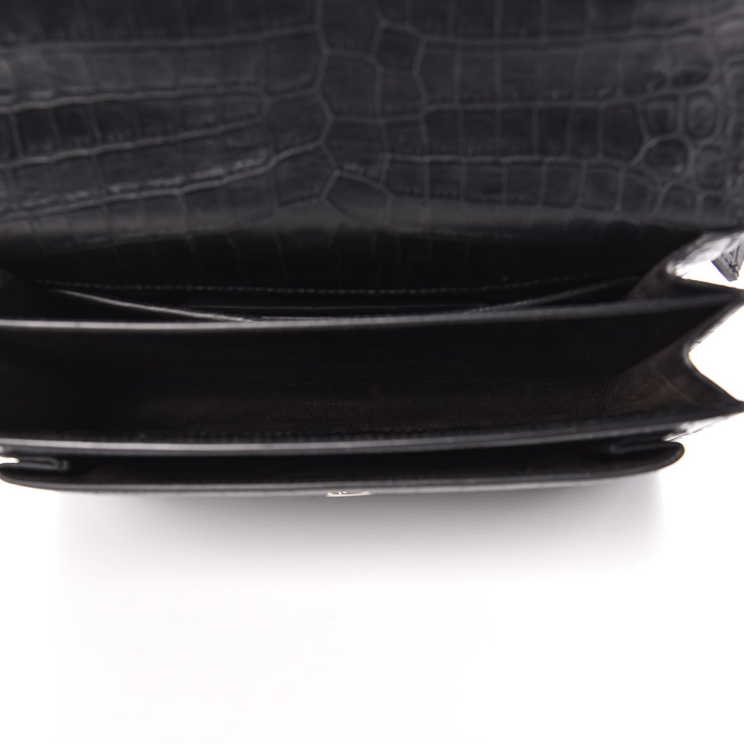 Saint Laurent Calfskin Crocodile Embossed Medium Monogram Sunset Black 5 of 9