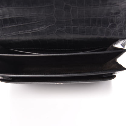 Saint Laurent Calfskin Crocodile Embossed Medium Monogram Sunset Black 5 of 9