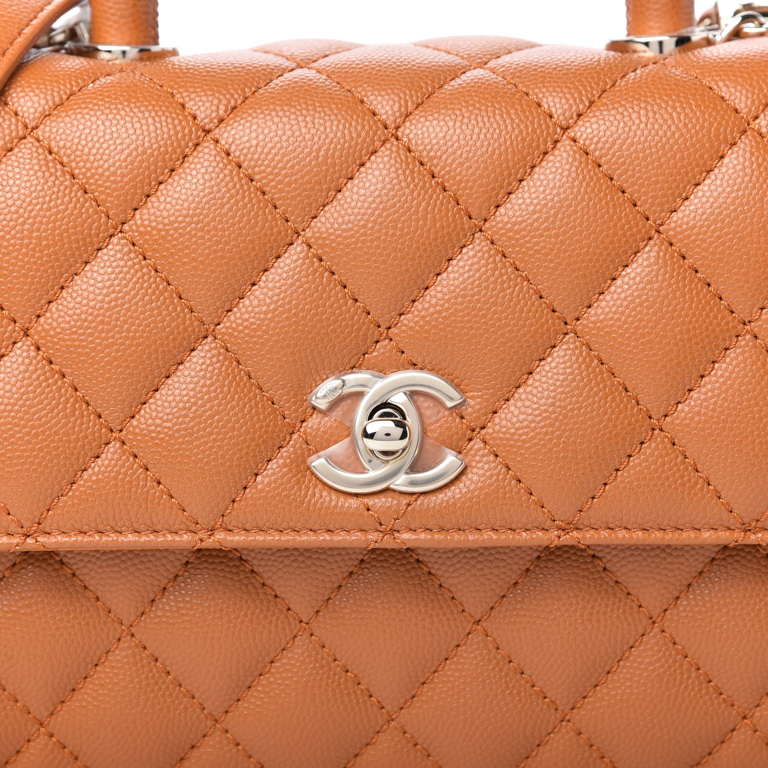 Chanel Caviar Quilted Mini Coco Handle Flap Light Brown 10 of 10