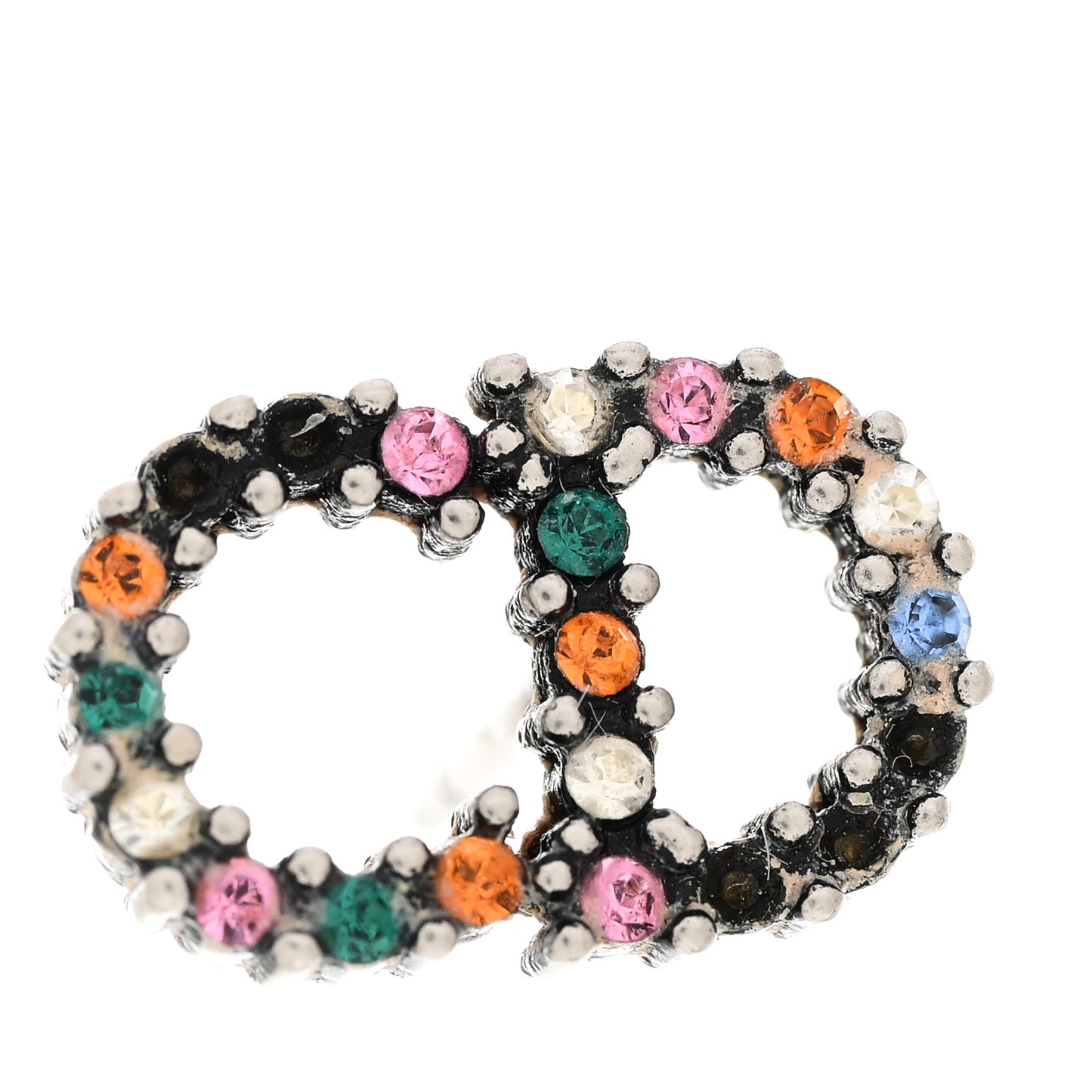Crystal Mise En Dior Tribal Earrings Multicolor Antique Silver