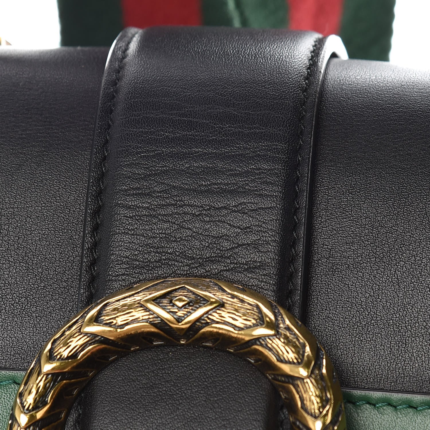 Gucci Moon Calfskin Web Medium Dionysus Bamboo Top Handle Bag Black Bright Evergreen Hibiscus Red 14 of 14