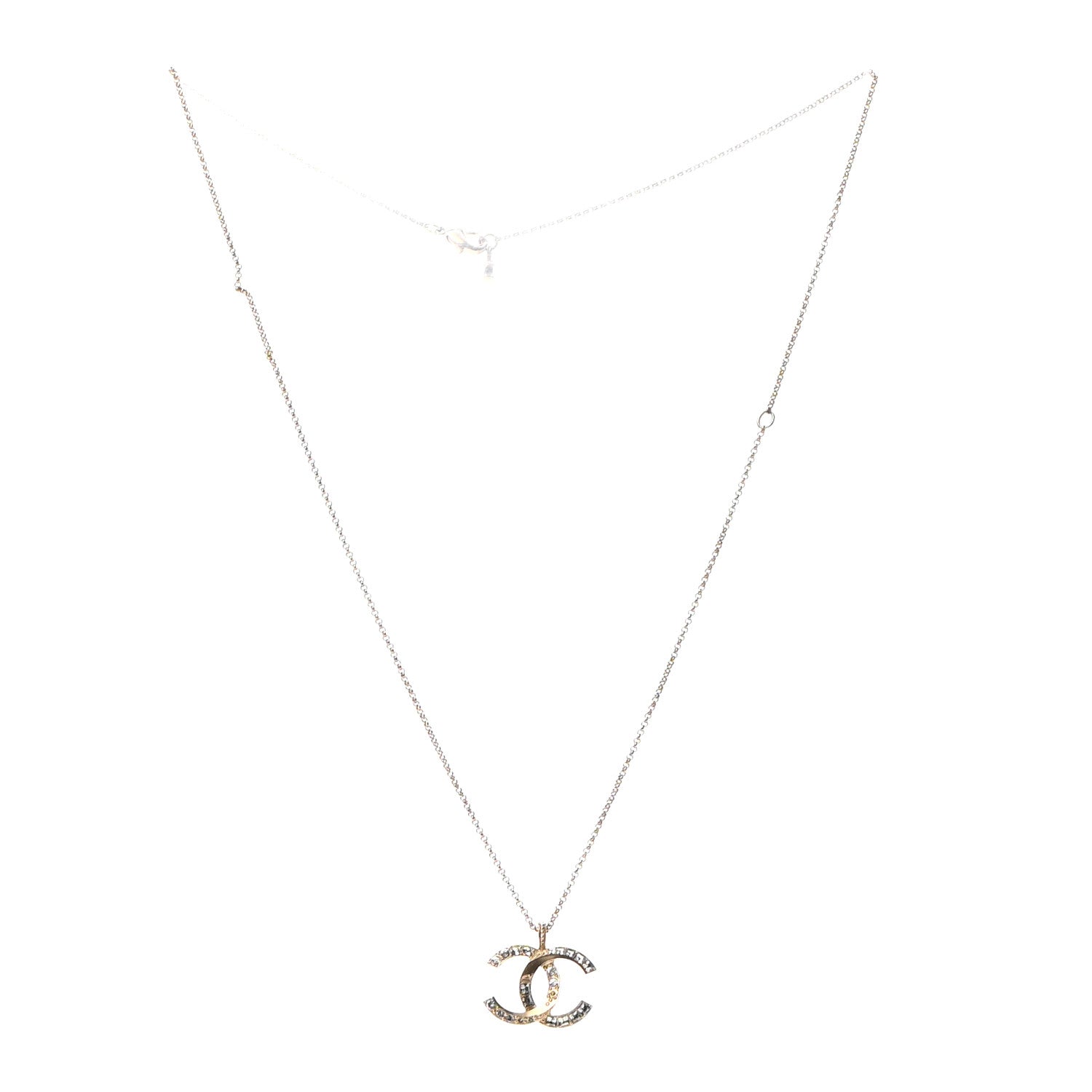 Chanel Crystal CC Chain Necklace Gold 4 of 5