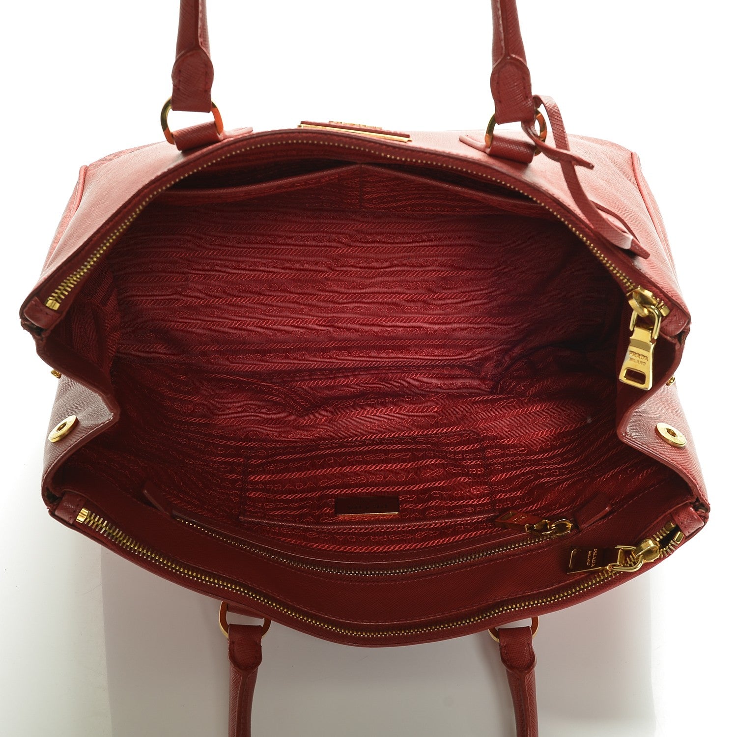 Prada Saffiano Large Galleria Double Zip Tote Fuoco 5 of 8