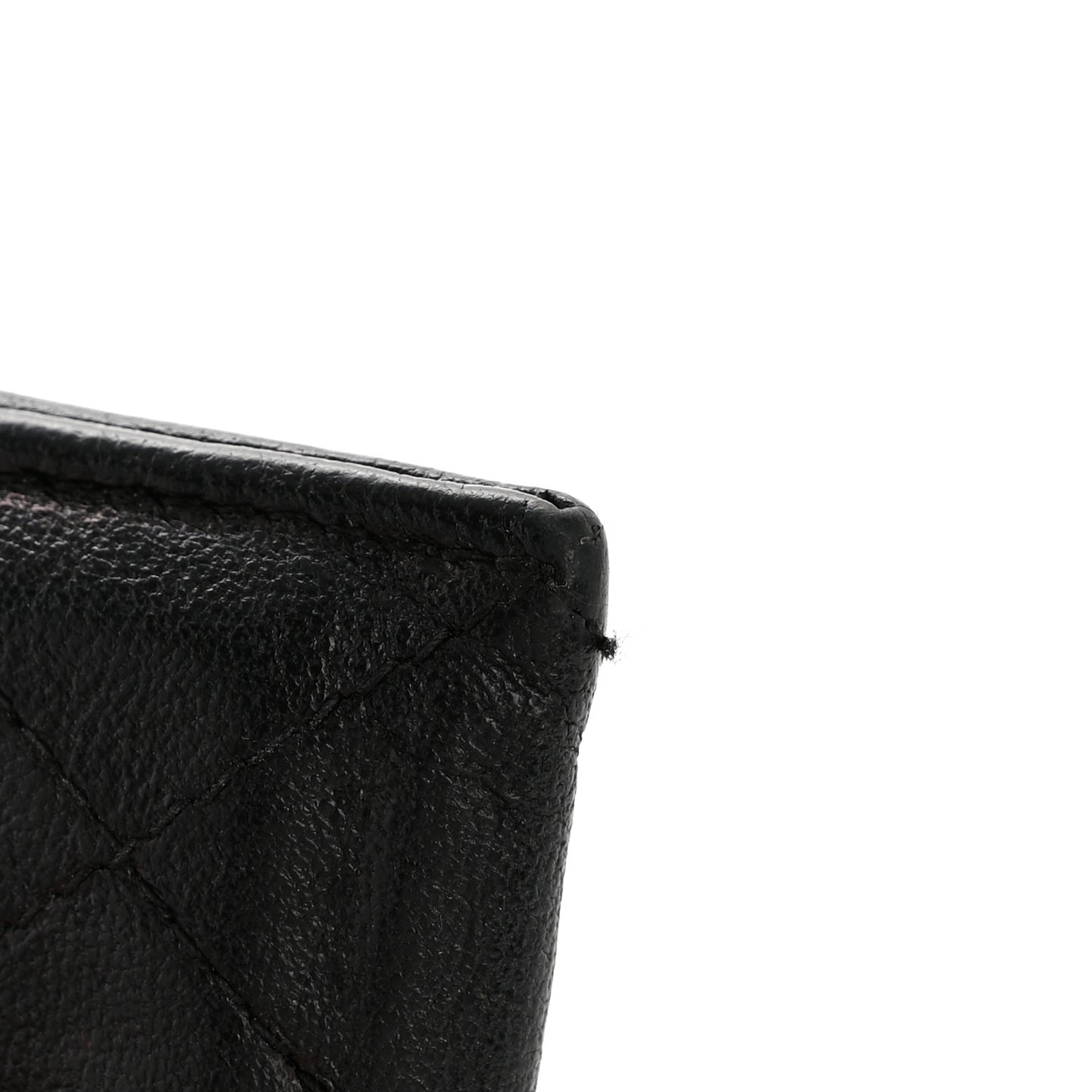 Goatskin Quilted Card Holder Black