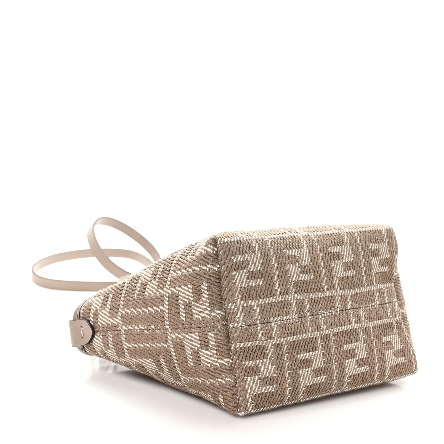 Fendi Denim Jacquard FF Effect Vitello Grace Mini Roll Tote Dove White Dove 4 of 11