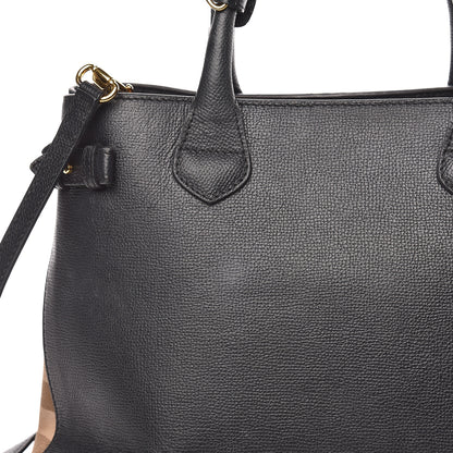 Burberry Grainy Calfskin House Check Medium Banner Tote Black 11 of 18