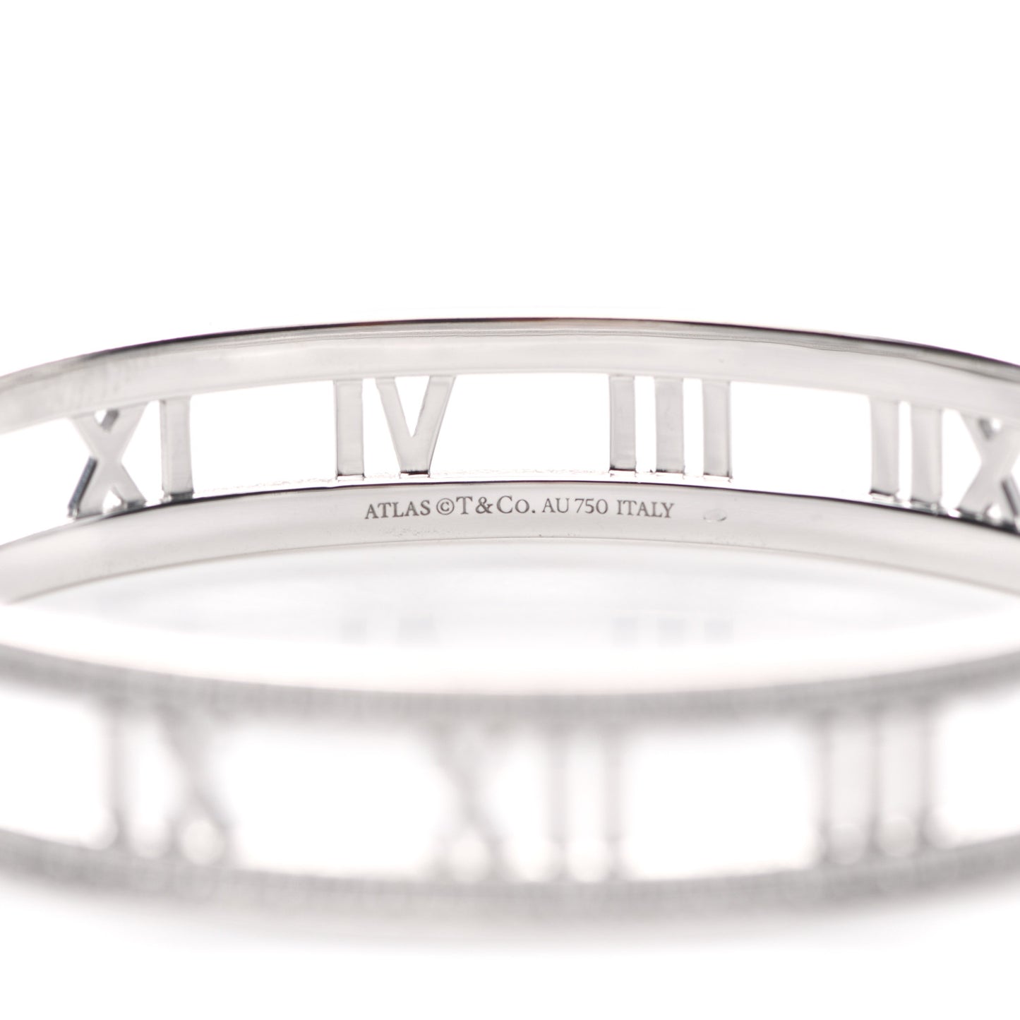 18K White Gold Diamond Atlas Open Hinged Bangle Bracelet