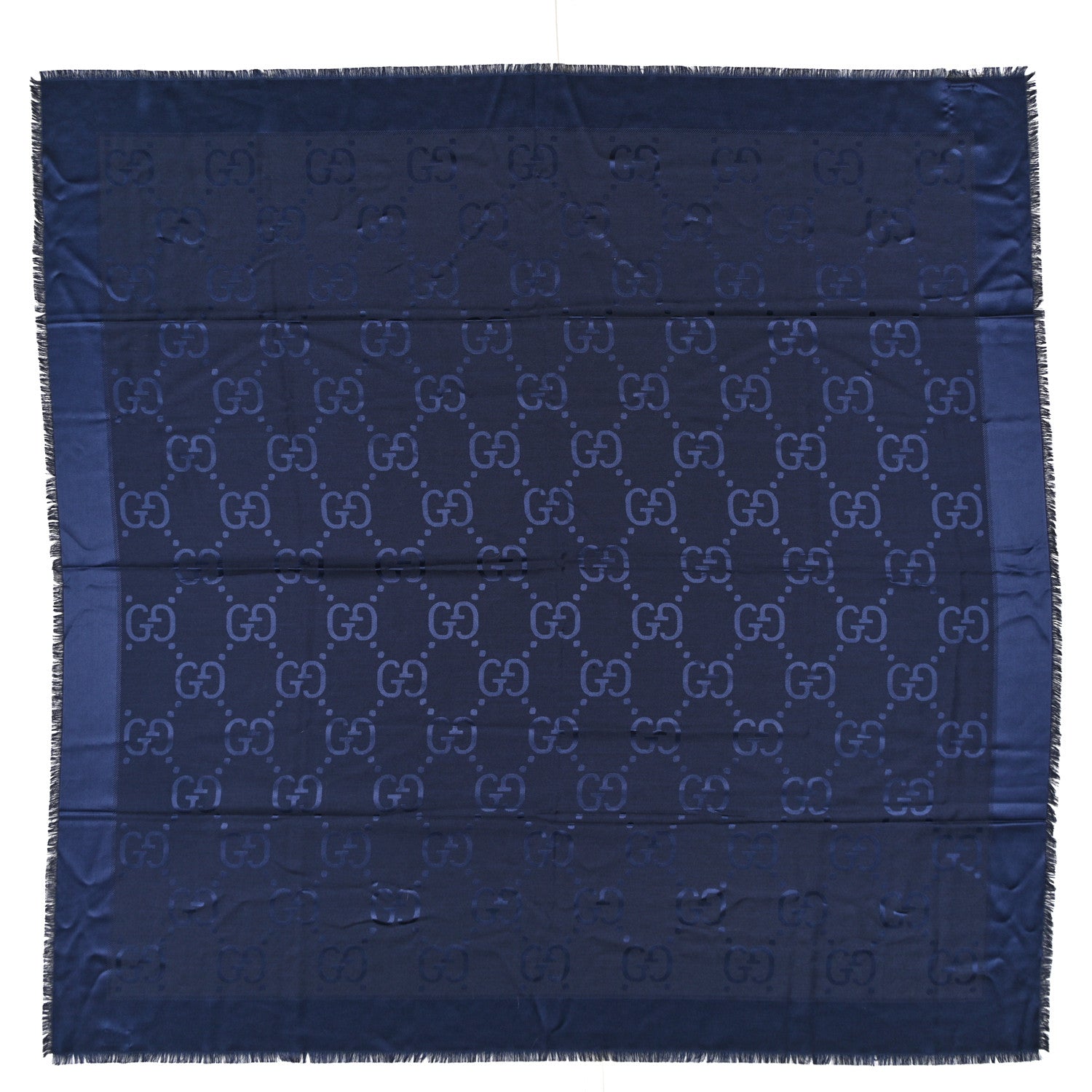 Gucci Wool Silk GG Jacquard Shawl Blue 1 of 4