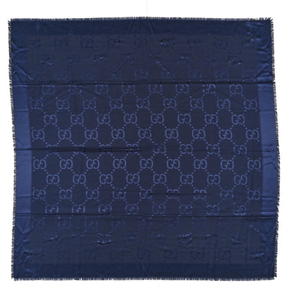 Gucci Wool Silk GG Jacquard Shawl Blue 1 of 4