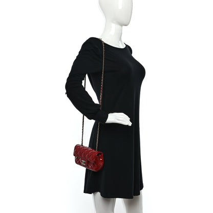 Chanel Patent Calfskin Quilted Extra Mini Rectangular Flap Red 2 of 12
