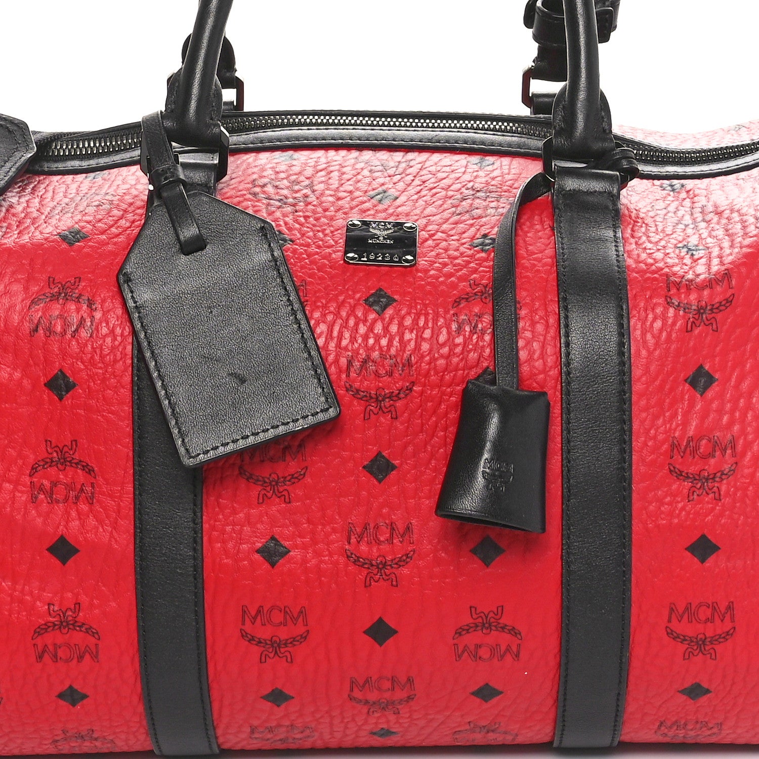 MCM Visetos Medium Traveler Weekender Bag Ruby Red 8 of 10